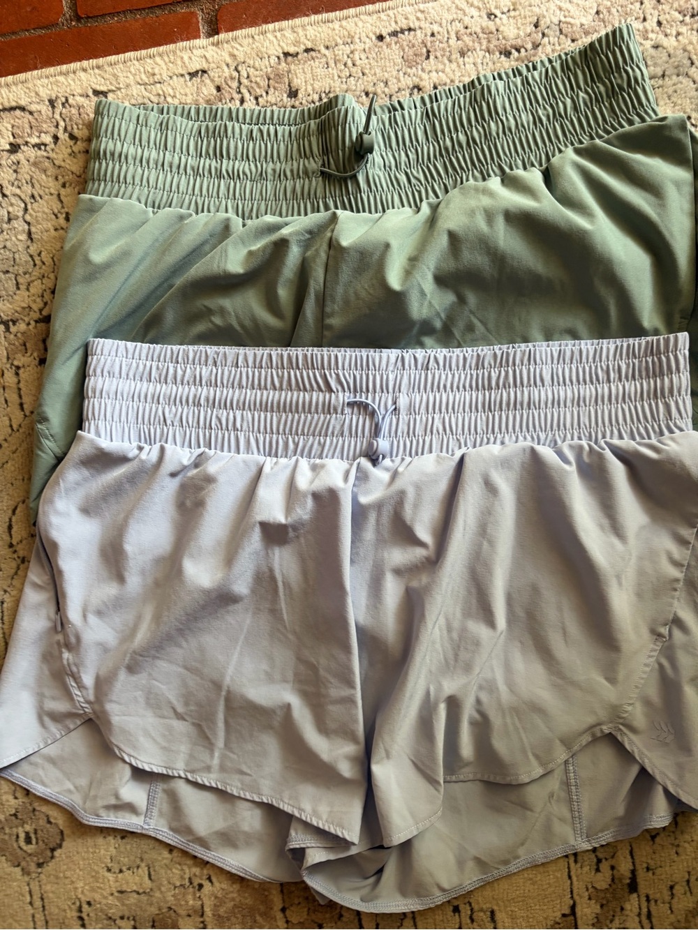 all in motion Sage Green and Light Gray Athletic Shorts Duo